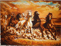 Картина з бурштину Табун коней