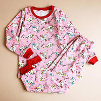 Байковая детская пижама для девочки теплая с начесом розовая с рисунком от ТМ Ladan