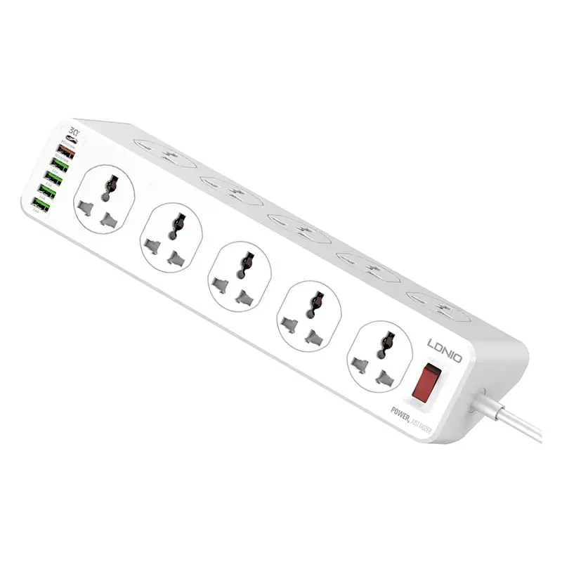 Сетевой фильтр-удлинитель LDNIO 10 розеток 2500W 6 USB QC 2 м White (SC10610) - фото 5 - id-p2045232660