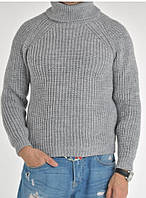 Мужской свитер крупной вязки Italia ,теплый Серый XL