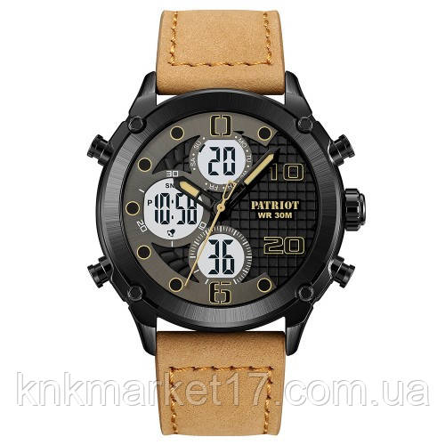 Тактичний годинник наручний Patriot 017LLTBNWT Light Brown-White Leather, фото 1