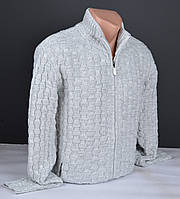 Мужской теплый свитер на замке светло-серый | Мужская кофта на замке Турция 7199