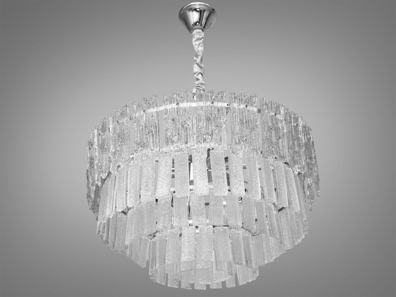 Люстра підвіс зі скляними пелюстками хром на 9 ламп Е14 54х80 см