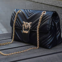 Черная женская сумочка пенко сумка Pinko puff black/gold Pinko Эко-кожа Nestore Чорна жіноча сумочка пінко