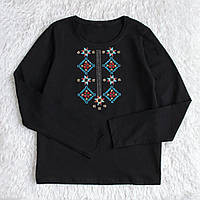Женский черный реглан с вышитым орнаментом Рождественские звезды от ТМ Ладан 48