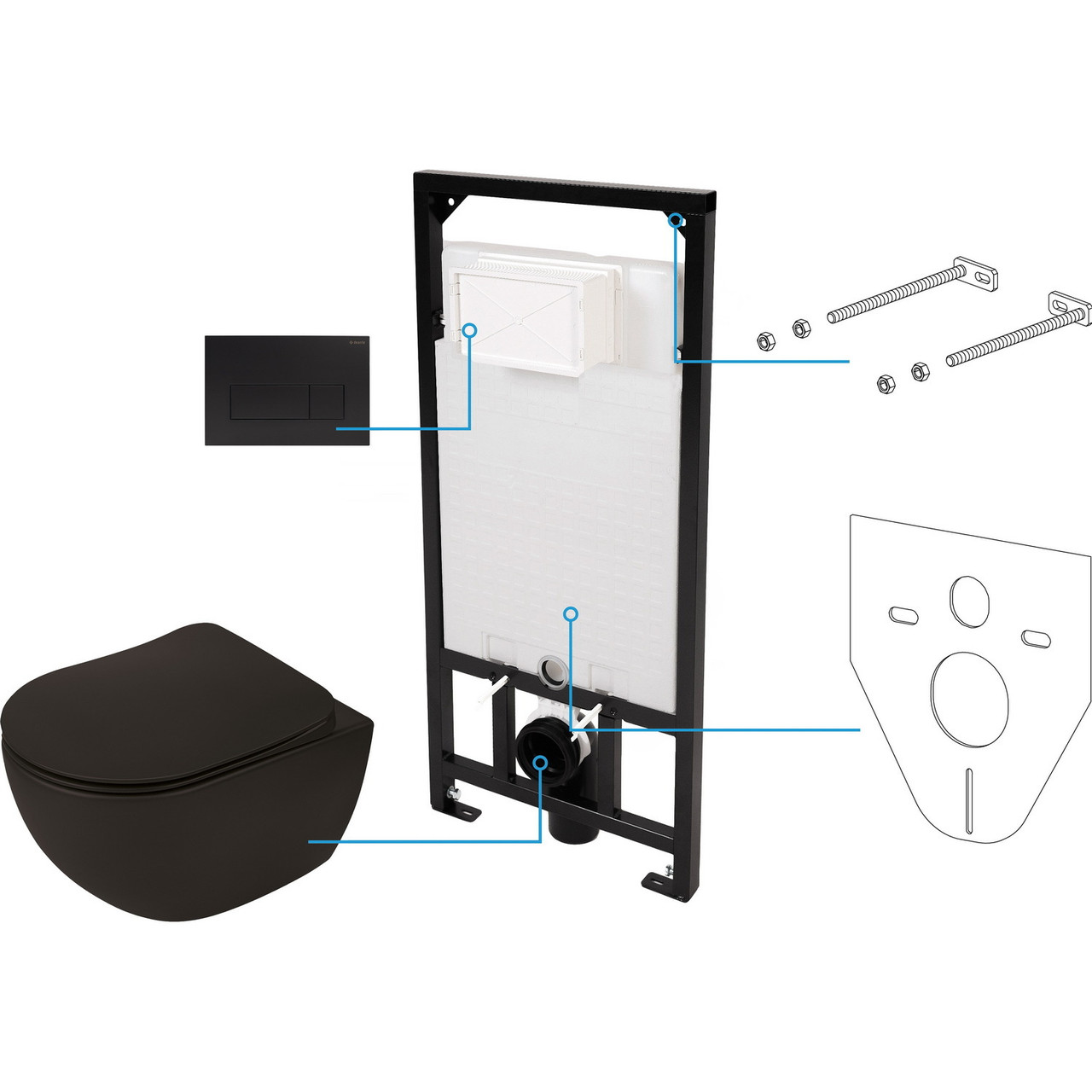 Комплект інсталяції DEANTE Peonia с унітазом DEANTE кнопка чорна 205625 CDENNZPW, фото 1