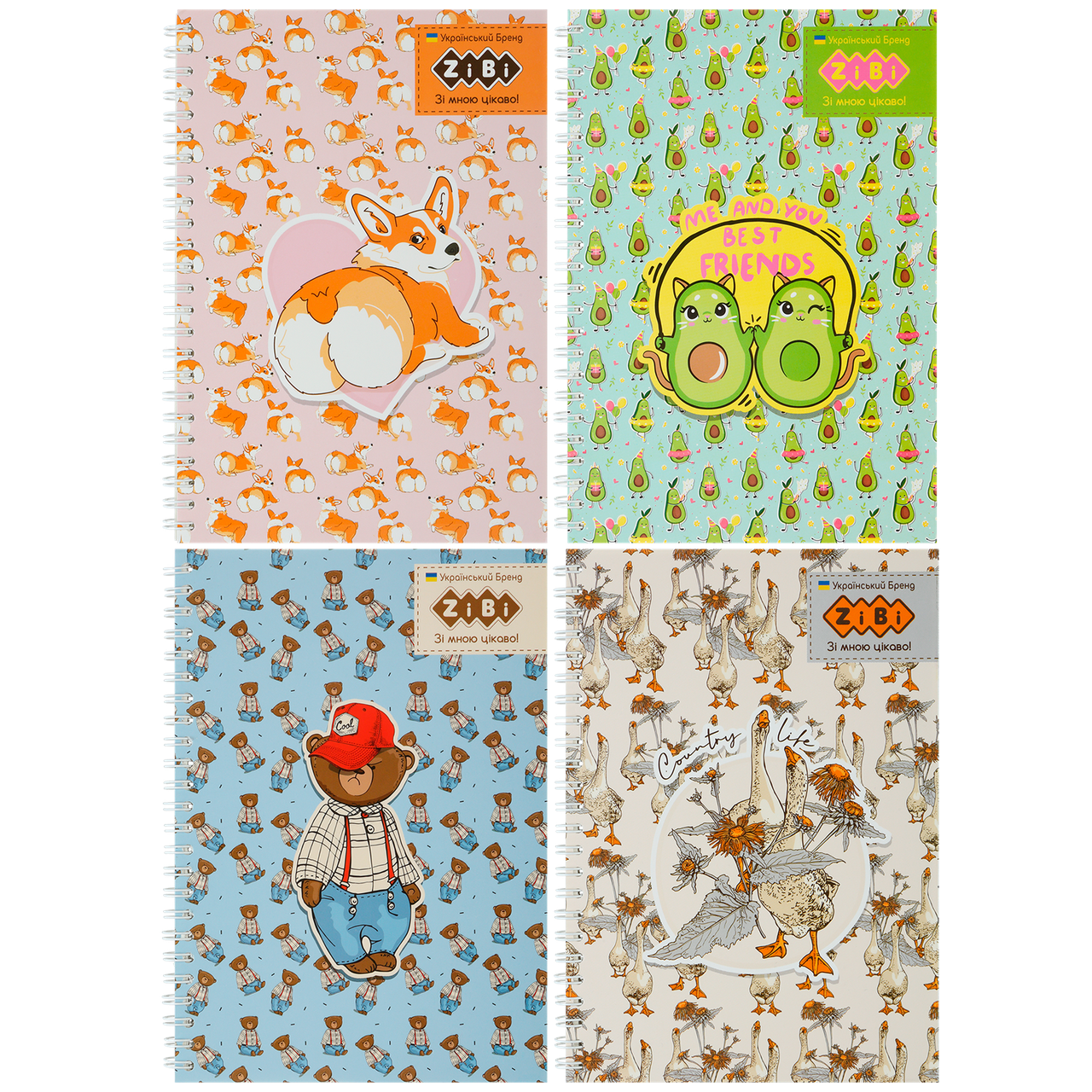 Блокнот дитячий на спіралі А-5, 64 аркуша, клітинка ZiBi CUTE kiddy інтегральна обкладинка, фото 1
