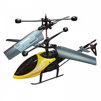 Вертолет на радиоуправлении пульт 2,4 G, встроенный аккумулятор, подсветка Чёрный с жёлтым