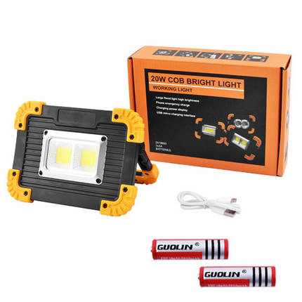 Прожектор світлодіодний L812-20W-2COB+1W, ЗУ micro USB, 2x18650/3xAA, Power Bank, фото 3