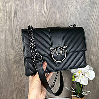Жіноча сумочка клатч Пінко стьобана міні сумка в стилі Pinko чорна Toywo
