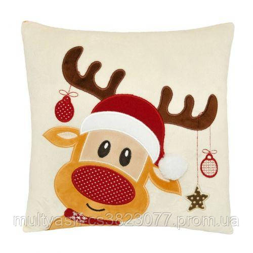Декоративная подушка Рождественский олененок Tigres бежевая - фото 1 - id-p2045299737