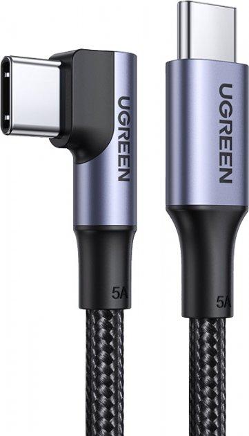 Кабель зарядний Ugreen Type-C 2.0 кутовий для швидкого заряджання PD 1 м Black (US334)