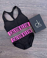 Комплект женского белья Calvin Klein Черный Топ И Слипоны Кельвин Кляйн Nestore Комплект жіночої білизни