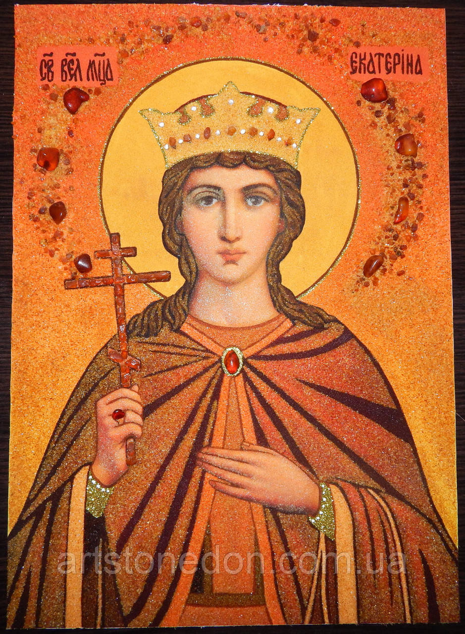 Ікона з бурштину Свята Катерина, фото 1