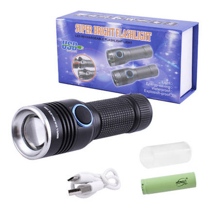 Ліхтар Small Sun R841-XPE, ЗУ micro USB, 1х14500 (1xAA), zoom, ремінець на руку, фото 3