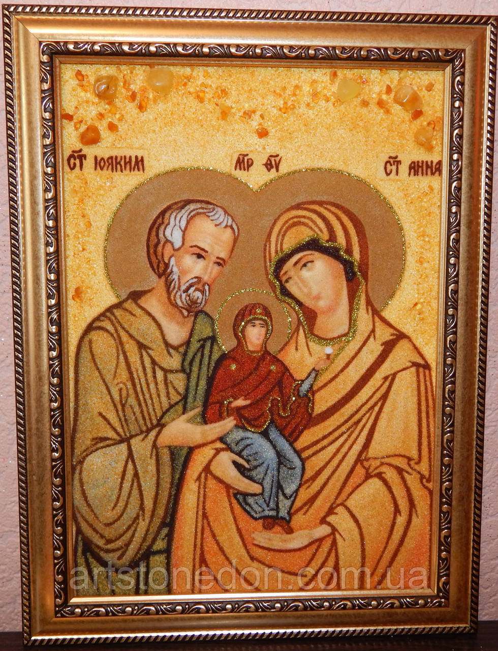 Ікона з бурштину Святі праведні Іоаким і Анна