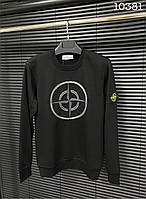 Мужской свитшот Stone Island (черный) красивый стильный молодежный с вышитым логотипом А10381 M