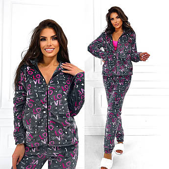 Жіноча тепла махрова піжама Розміри: 42-44, 46-48, 48-50