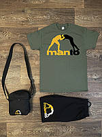 Летний набор сумка футболка и шорты для мужчин (Манто) Manto, Турецкий хлопок
