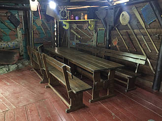 Деревянная мебель в интерьере ресторана "ХАТА GRILL" по трассе Киев-Житомир 14