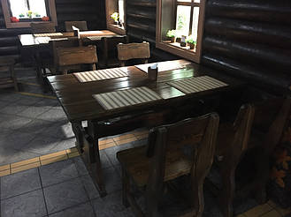 Деревянная мебель в интерьере ресторана "ХАТА GRILL" по трассе Киев-Житомир 16