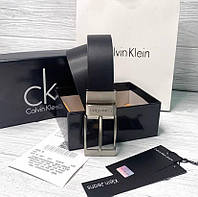 Мужской кожаный ремень черный пояс кельвин кляйн Calvin Klein Toywo Чоловічий шкіряний ремінь чорний пасок