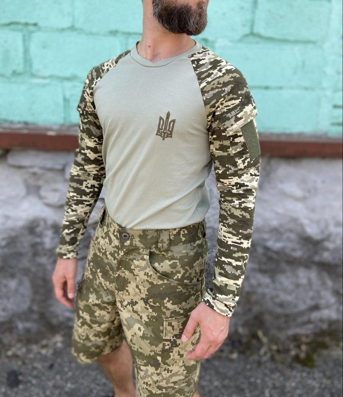 Кофта Военная пиксельная футболка с длинным рукавом тактический рашгард трикотажный хаки Пиксель ВСУ Sam Кофта - фото 4 - id-p2045097559