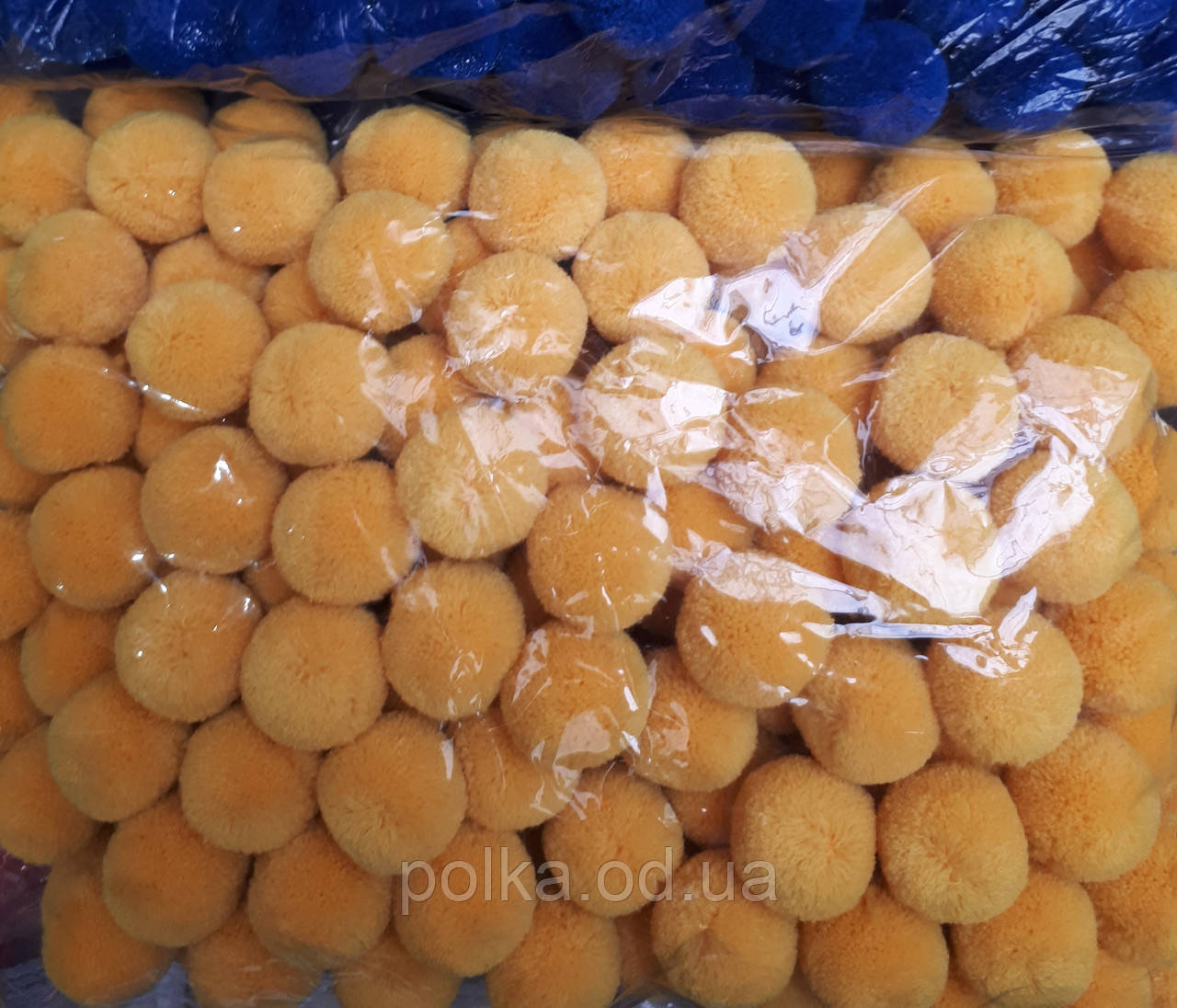 Текстильні кульки 3 см жовті помпони щільні (1 паковання = 200штук), фото 1