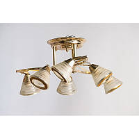 Люстра стельова на шість ламп цоколь Е27 (мраморного кольору +золото)