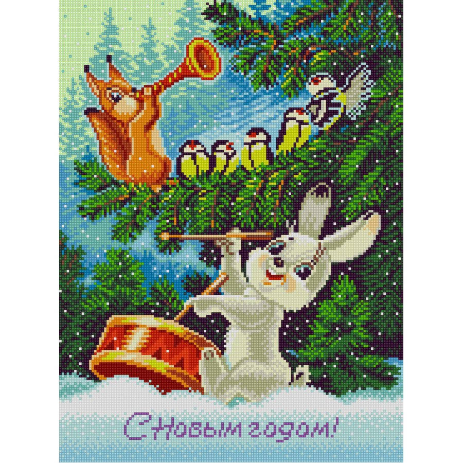 

Набор для вышивки бисером, "Зайчик и белочка"