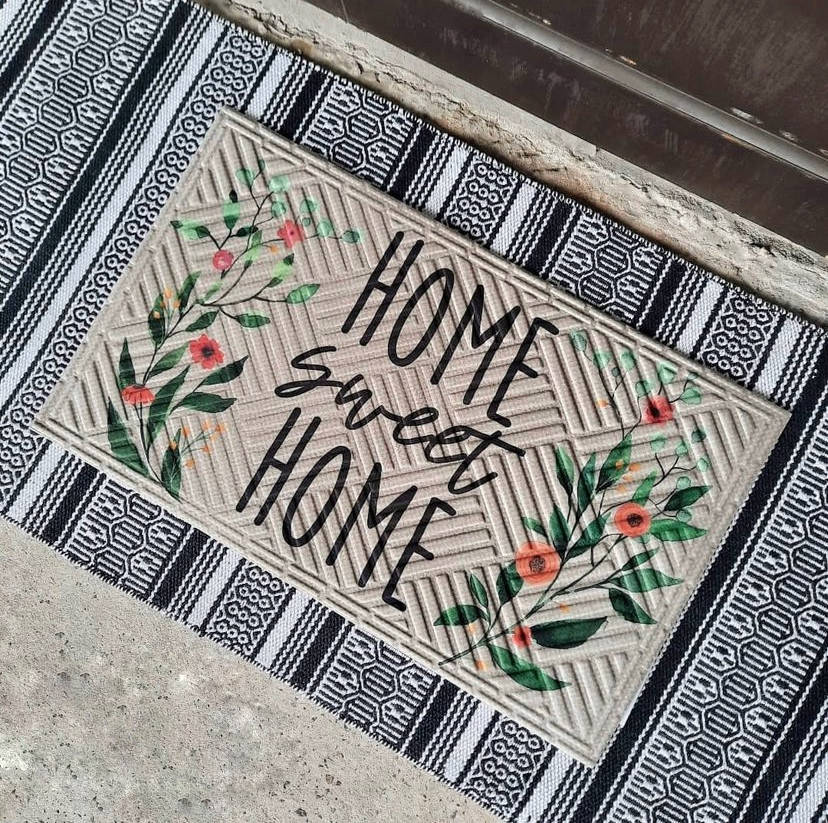 

Коврик придверный на резиновой основе с принтом Home sweet home