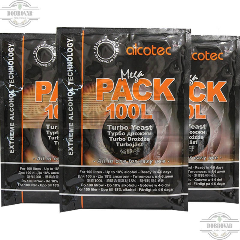 

Дрожжи турбо Alcotec Megapack 100л, 360г