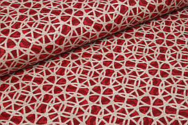 Декоративна тканина/ панама Візерунок круги на бордовому 100х90 см