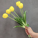 Штучний латексний тюльпан піоноподібний пучок 5 шт. жовтий 39 см, фото 2