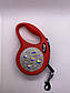 Повідець-рулетка в стразах для собак, зі стрічкою, розмір XS 3 м / 12 кг (Ручна робота) Flexi New Classic (червона), фото 5