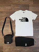 Летний набор сумка футболка и шорты для мужчин (Зе норс фейс) The North Face, Турецкий хлопок
