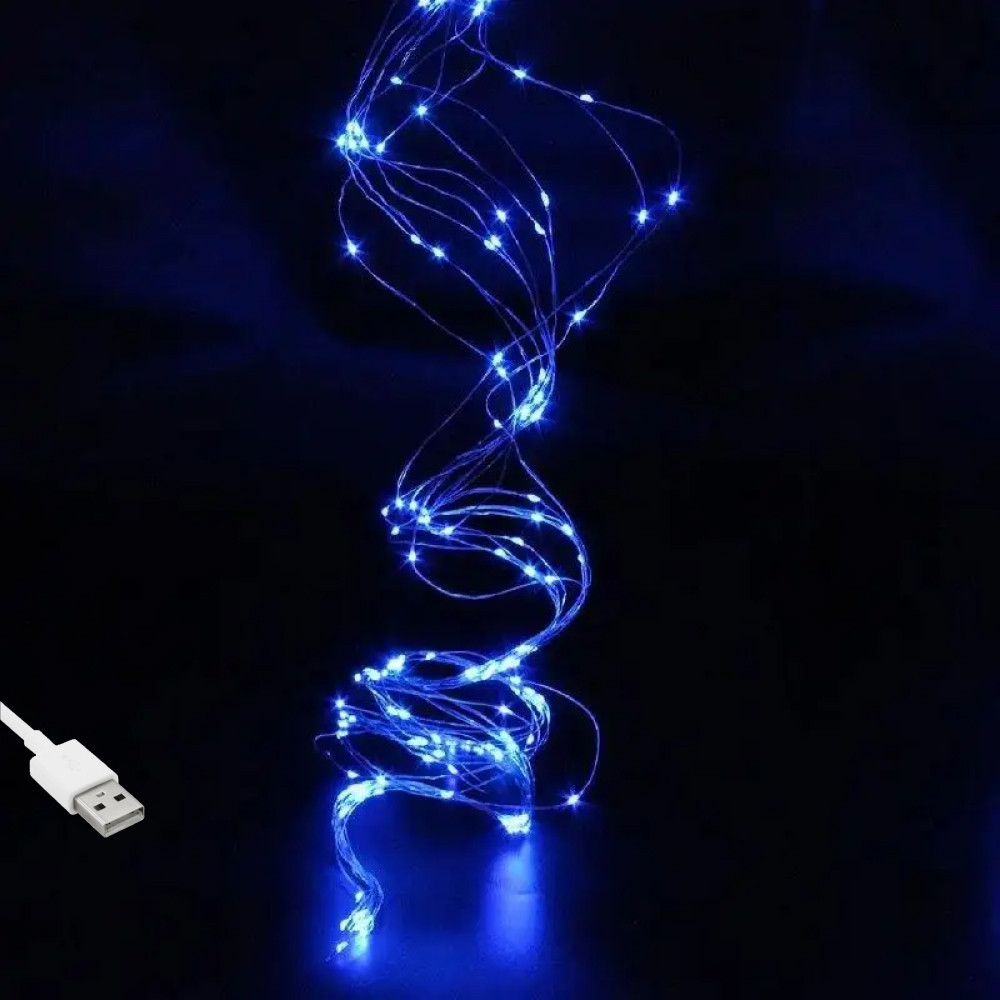 Гірлянда роса Кінський хвіст, 10 ниток по 2,4м, 240 LED, від USB, 8 режимів