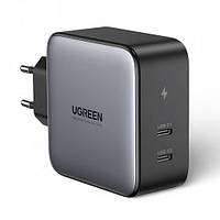 Зарядное устройство настенное Ugreen GaN 100 Вт 2 x USB-C Power Delivery 3.0 QC 4+ Black (CD254)