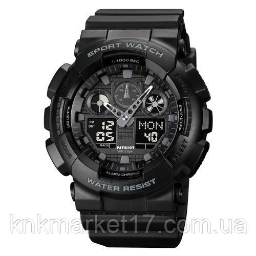 Тактичний багатофункціональний годинник Patriot 007BK Black, фото 1