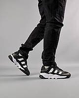 Мужские кроссовки Adidas Originals Niteball Leather Black White стильные кожаные демисезон кроссовки Адидас