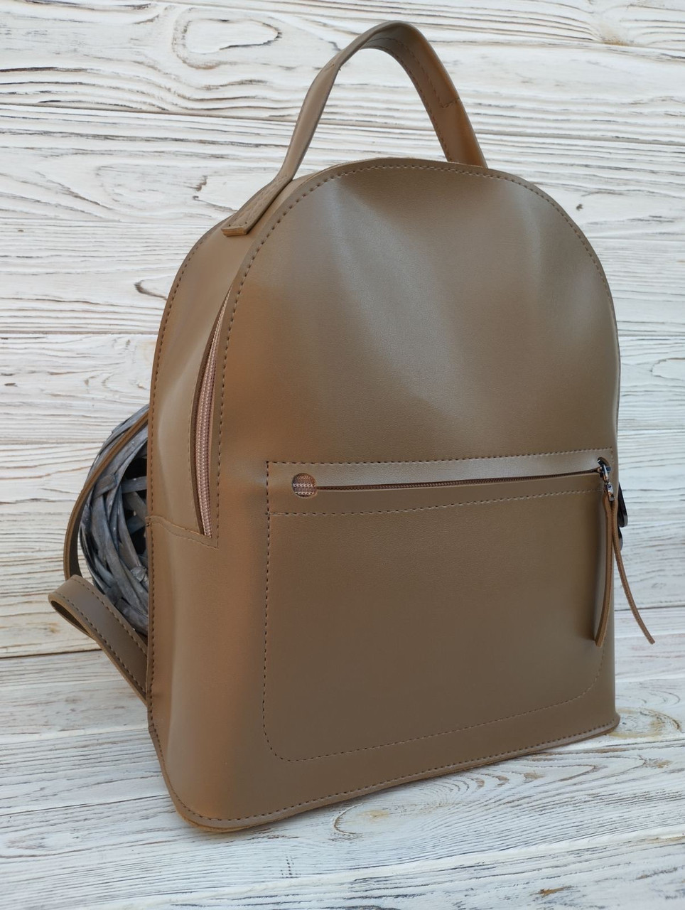 Жіночий рюкзак міський на блискавці з кишенею 25*28 см штучна шкіра Nata, фото 1