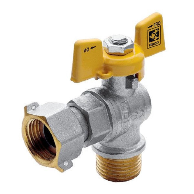 Кран кульовий з накидною гайкою кутовий для газу KOER 3/4" ГШБ (KR.221.G)