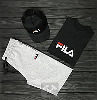 Летний набор кепка футболка и шорты для мужчин (Фила) Fila, Турецкий хлопок