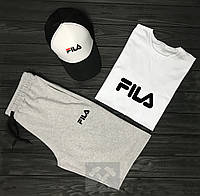 Летний набор кепка футболка и шорты для мужчин (Фила) Fila, Турецкий хлопок