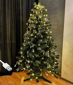 Гірлянда роса Кінський хвіст, 10 ниток по 3м, 300 LED, від USB, 8 режимів