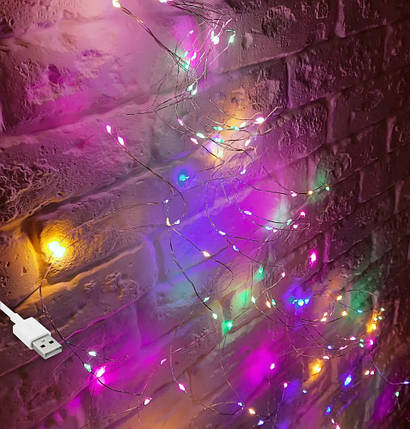 Гірлянда роса Кінський хвіст, 10 ниток по 3м, 300 LED, від USB, 8 режимів, фото 1