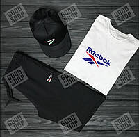 Літній набір кепка футболка та шорти для чоловіків (Рібок) Reebok, Турецька бавовна