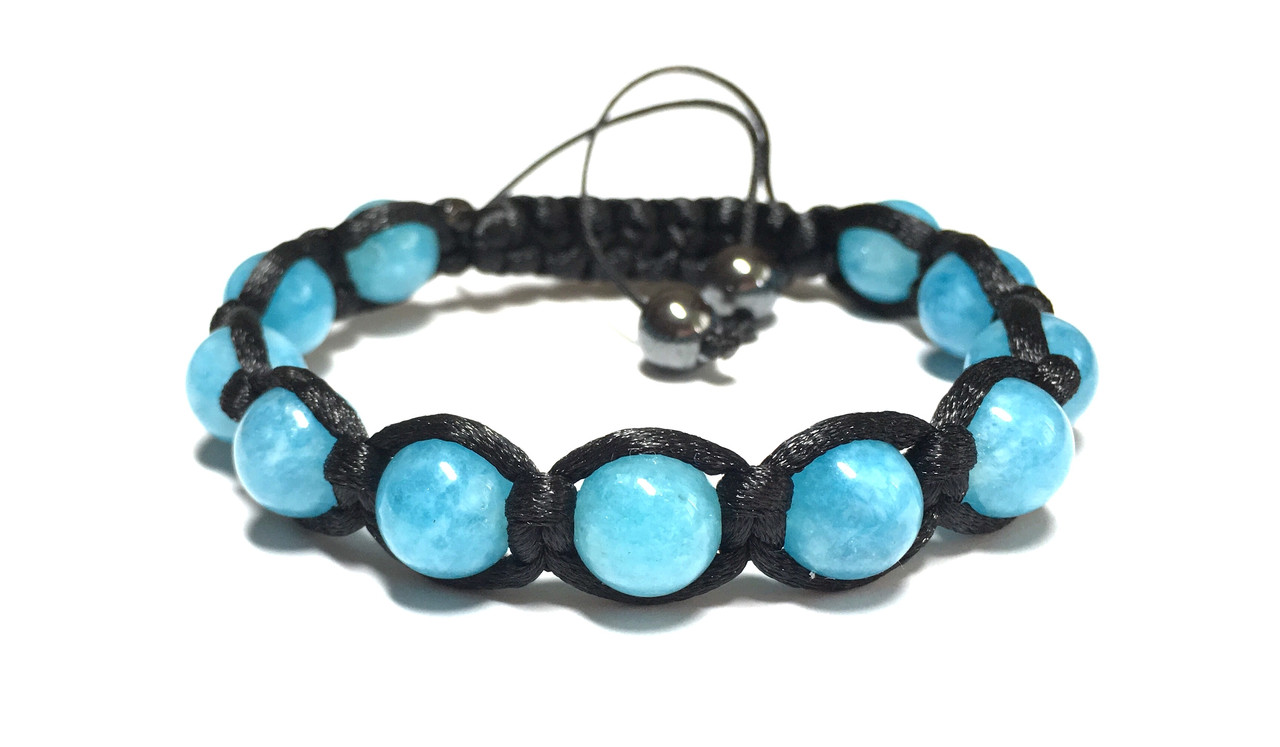 Браслет з натурального каменю Аквамарин блакитного кольору Shamballa