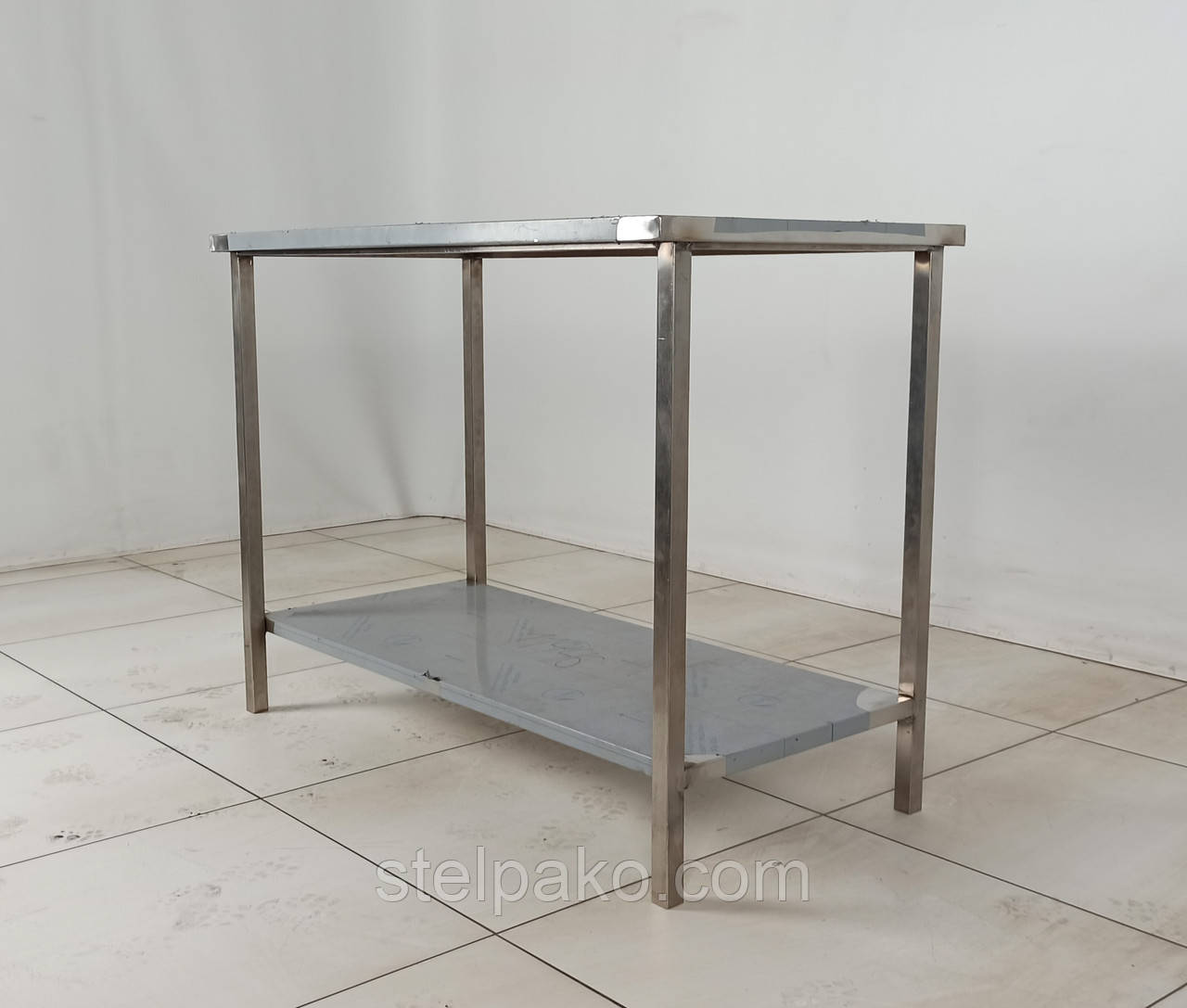 Стіл із нержавіючої сталі з полицею, острівний, 1157х600х850 мм., Б/у, фото 1