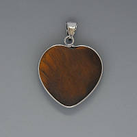 Кулон Серце Тигрове Око d-26х26мм+- L-36мм+- в сріблястій оправі купити біжутерію дешево оптом в інтернеті